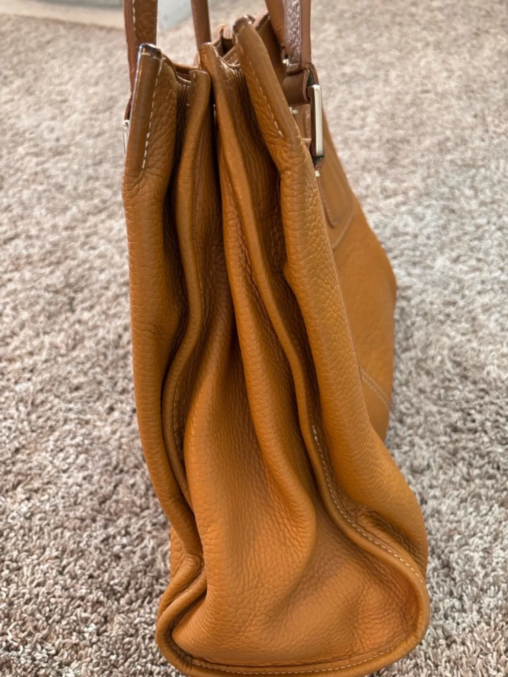 Vintage Tignanello Leather Tote Bag | Cognac Brown | Structured Shoulder Bag - Picture 7 of 11